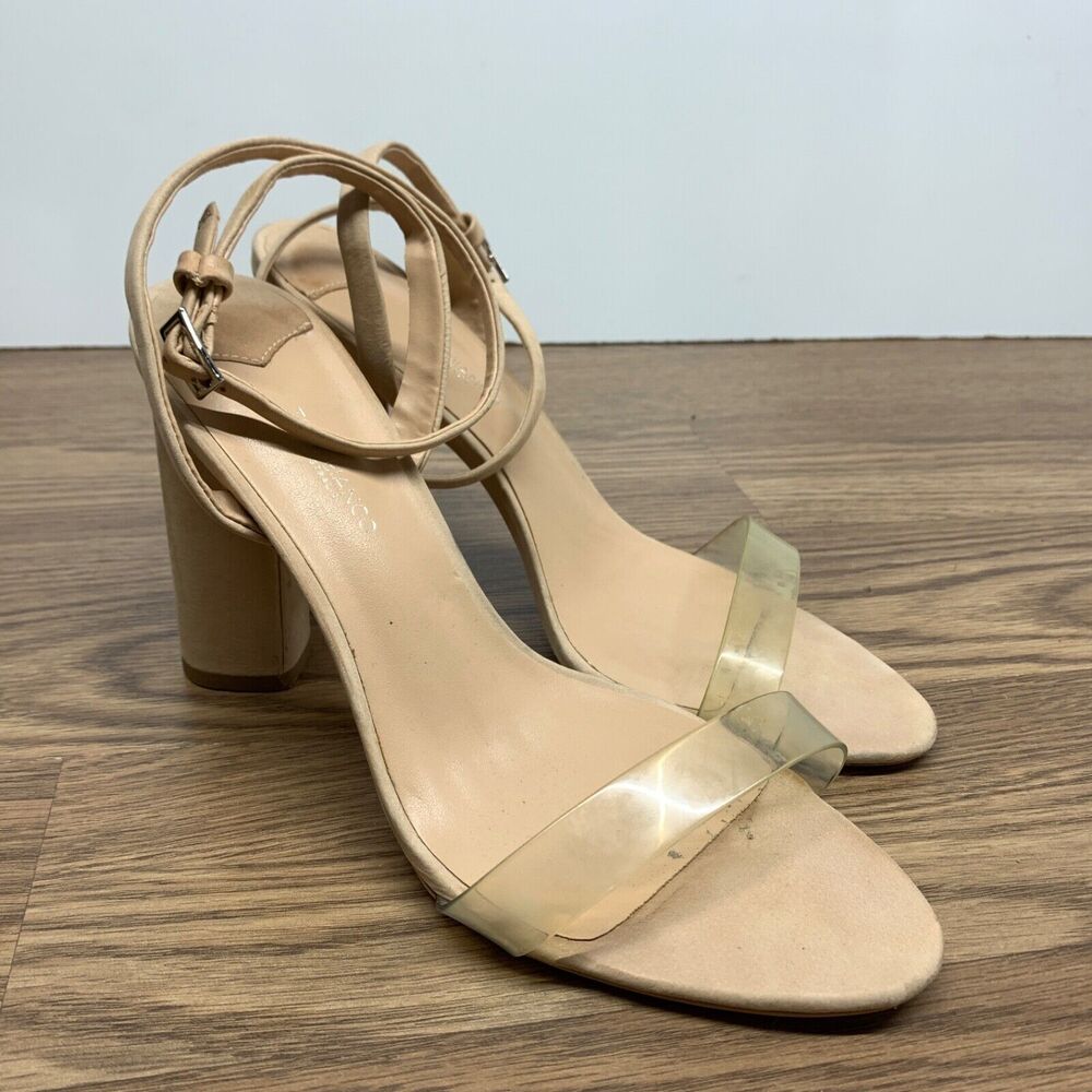Tony Bianco Clear Vynalite/Nude Leather Ankle Wrap Heels 10